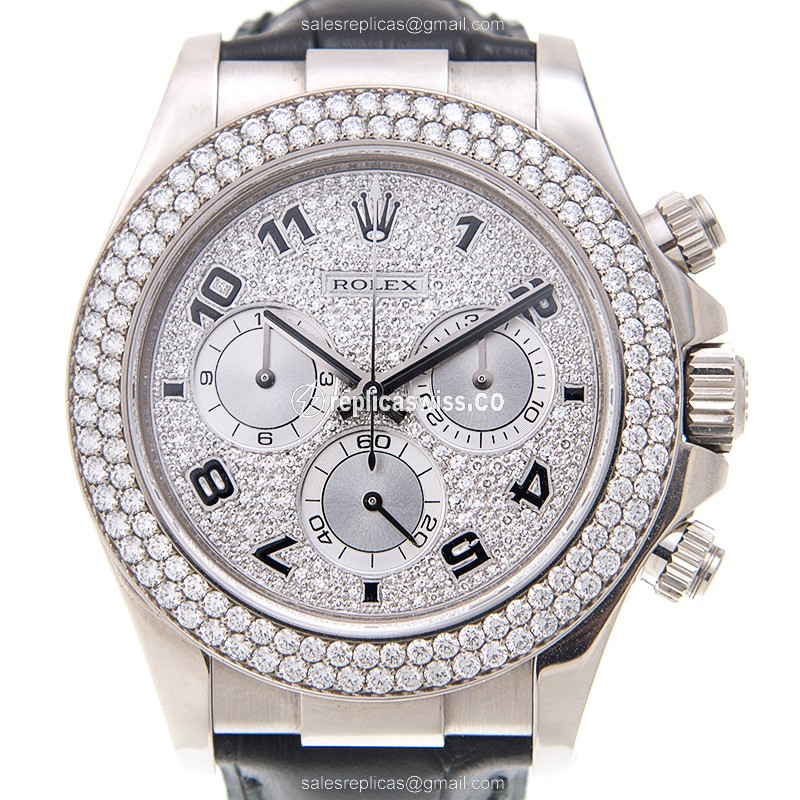 Luxurious Rolex Daytona 116589RBR Replica in 18kt White Gold, Automatic Movement, Silver Dial