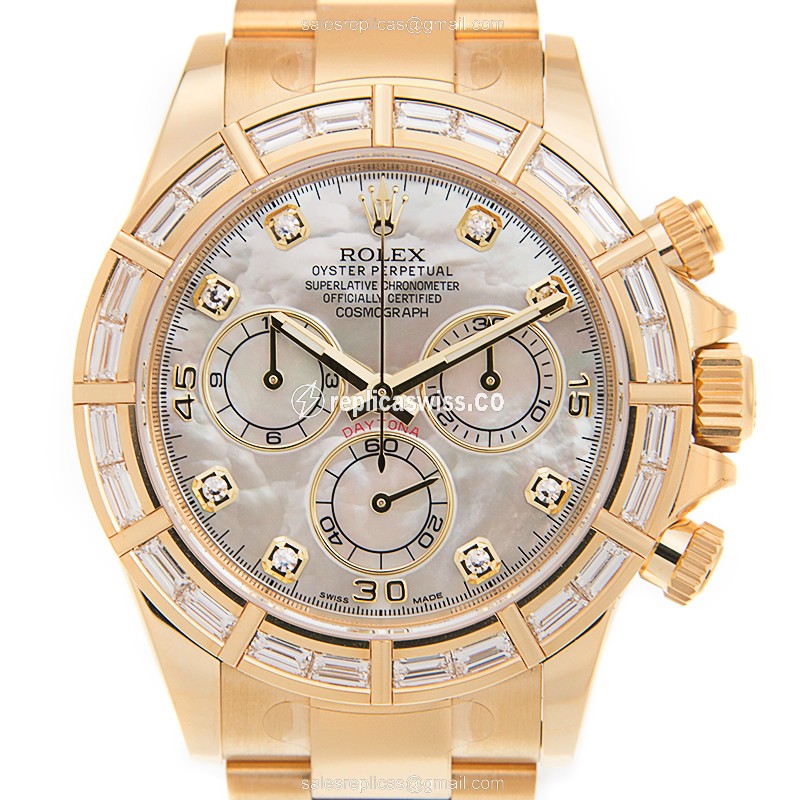 Luxurious Rolex Daytona Replica in 18kt Gold, Automatic Movement, White Dial Watch