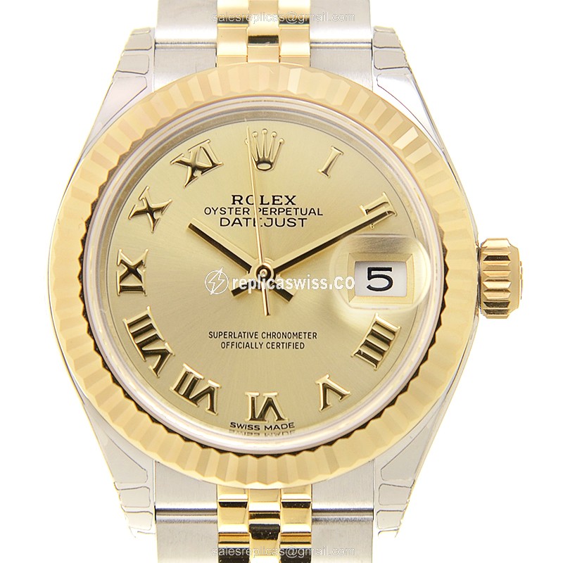 Luxurious Rolex Lady Datejust Replica, Automatic Movement, 18kt Gold & Steel Case Watch