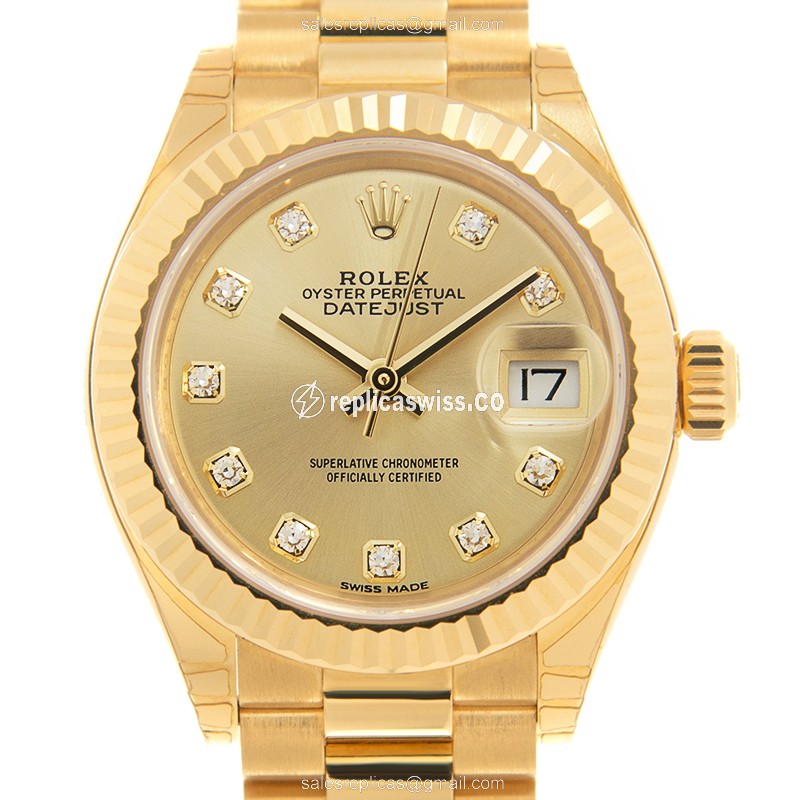 Luxurious Rolex Lady Datejust Replica in 18kt Gold, Automatic Movement, Exquisite Gold Dial Watch