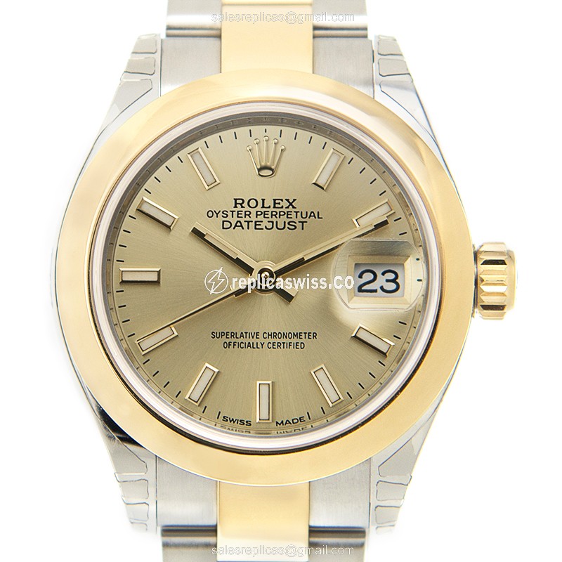 Luxurious Rolex Lady Datejust Replica in 18kt Gold & Steel, Automatic Movement, Exquisite Gold Dial