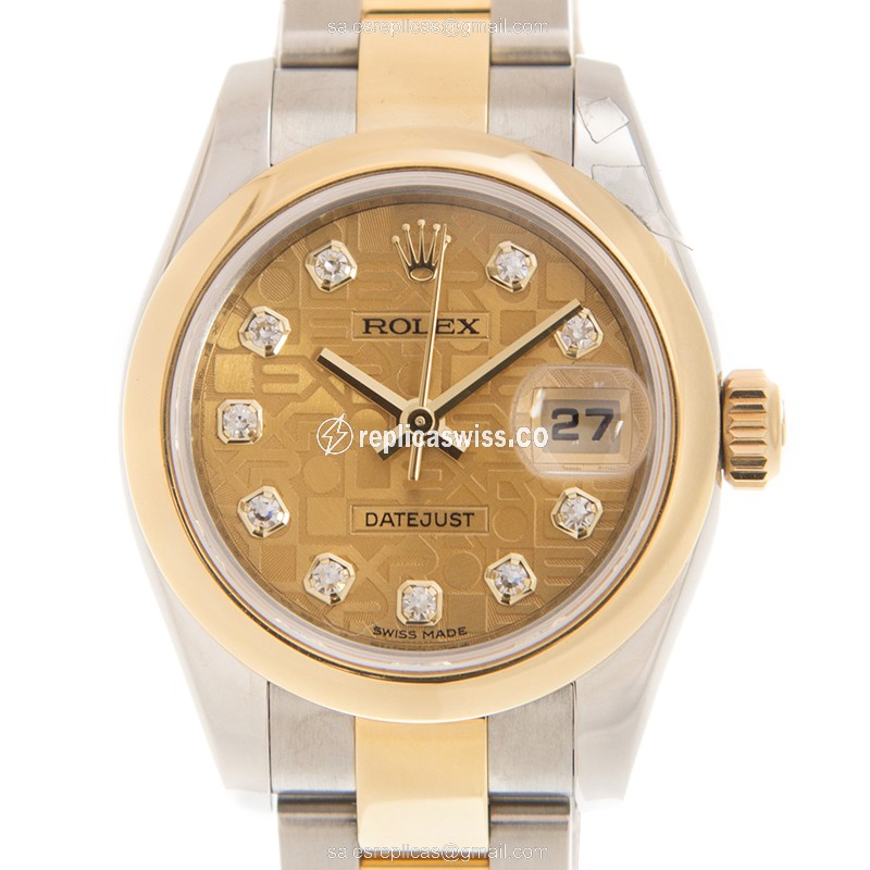 Luxurious Rolex Lady Datejust Replica in 18kt Gold & Steel, Automatic Movement & Sapphire Crystal