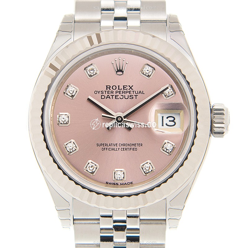 Luxurious Rolex Lady Datejust Replica in 18kt Pink Dial & Steel Case, Automatic Movement Watch