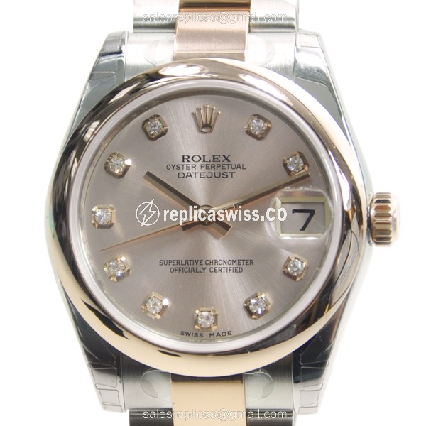 Luxurious Rolex Lady Datejust Replica in 18kt Pink Gold Case, Automatic Movement Watch