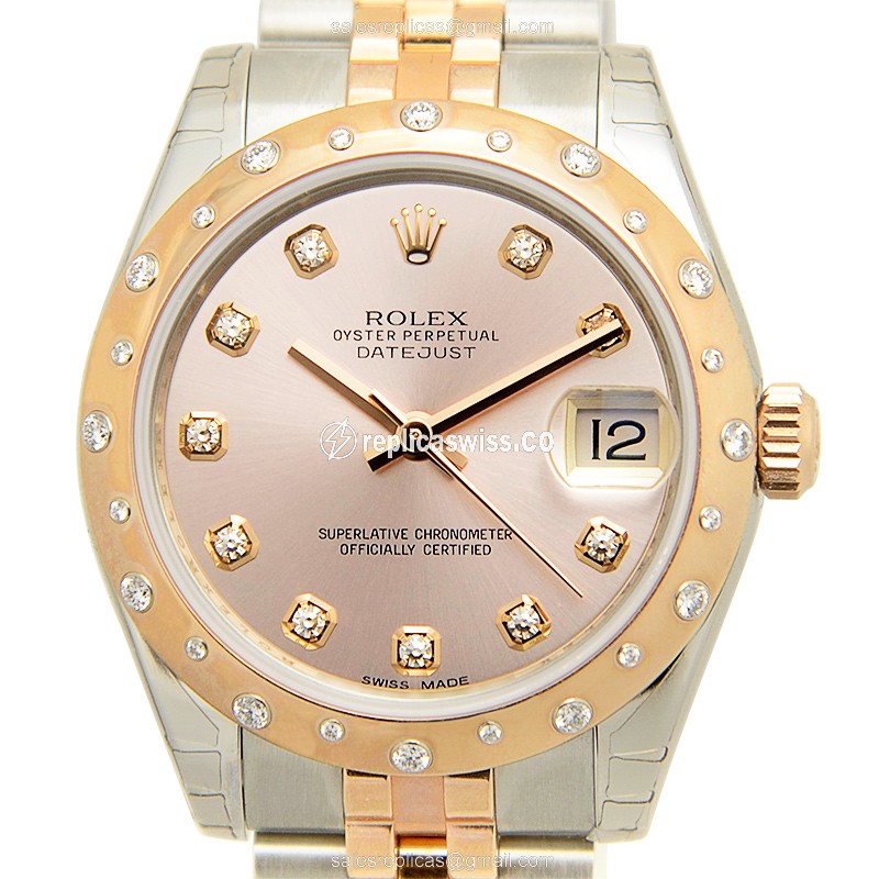 Luxurious Rolex Lady Datejust Replica in 18kt Pink Gold & Steel, Automatic Movement Watch