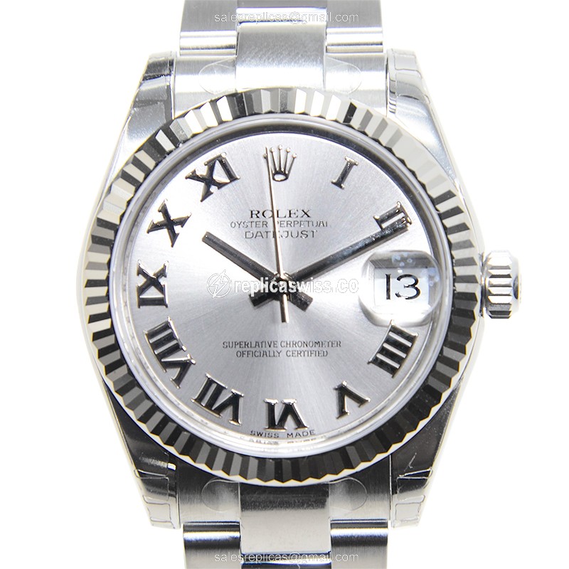 Luxurious Rolex Lady Datejust Replica in 18kt Steel, Automatic Movement & Gray Dial Watch