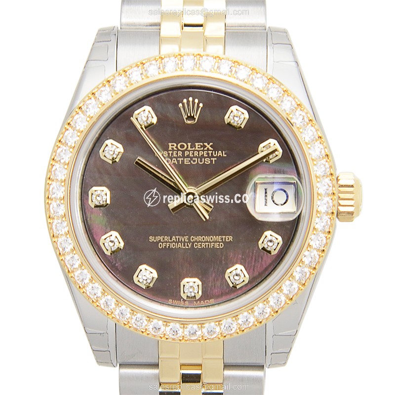 Luxurious Rolex Lady Datejust Replica in 18kt Steel & Black Dial, Automatic Movement Watch