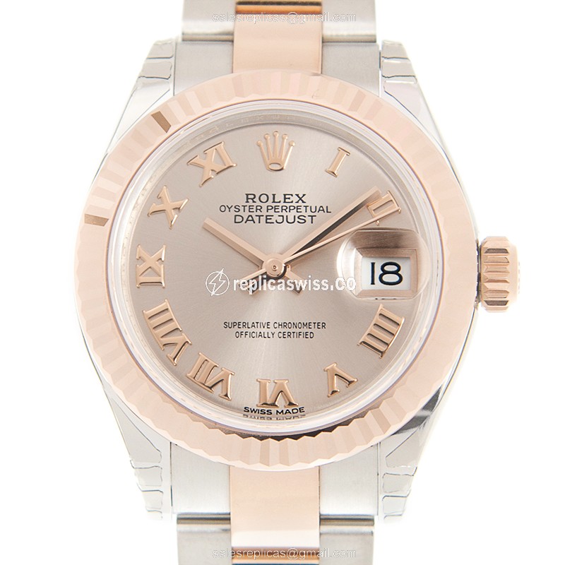Luxurious Rolex Lady Datejust Replica in 18kt Steel & Pink Dial, Automatic Movement Watch