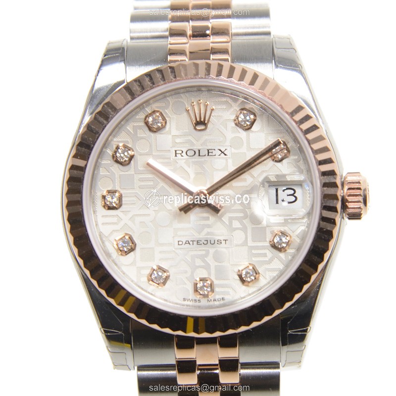 Luxurious Rolex Lady Datejust Replica in 18kt Steel & Silver, Automatic Movement & Crystal Dial