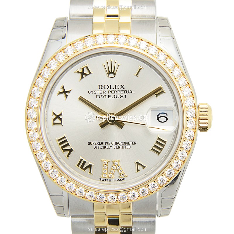 Luxurious Rolex Lady Datejust Replica in 18kt Steel & Silver, Automatic Movement, Silver Dial Watch