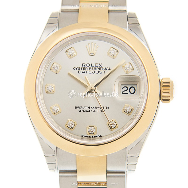 Luxurious Rolex Lady Datejust Replica in 18kt Steel & Silver Dial, Automatic Movement Watch