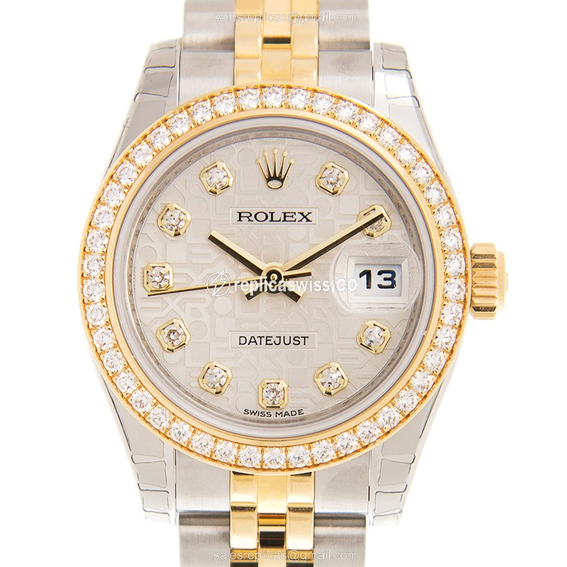 Luxurious Rolex Lady Datejust Replica in 18kt Steel & Silver Dial, Automatic Movement Watch