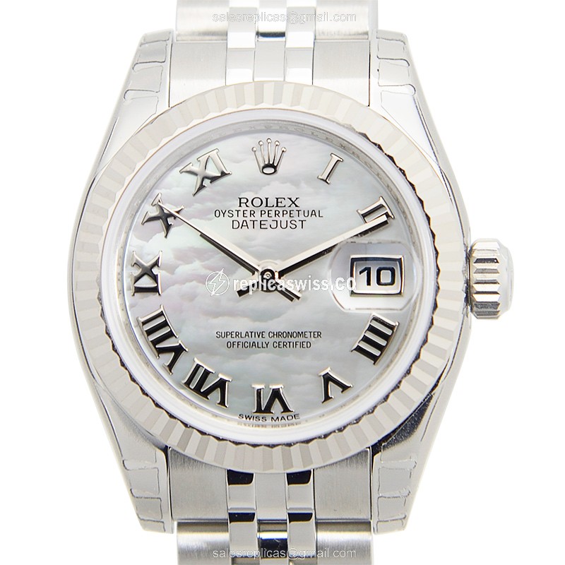 Luxurious Rolex Lady Datejust Replica in 18kt Steel & Silver Dial, Automatic Movement Watch