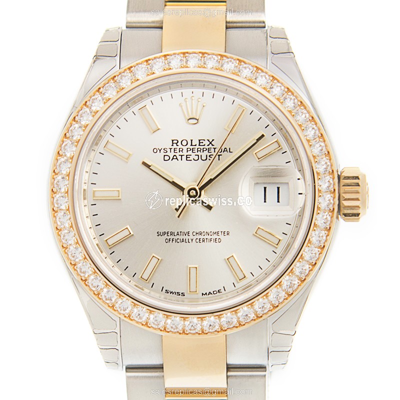Luxurious Rolex Lady Datejust Replica in 18kt Steel & Silver Dial, Automatic Movement Watch