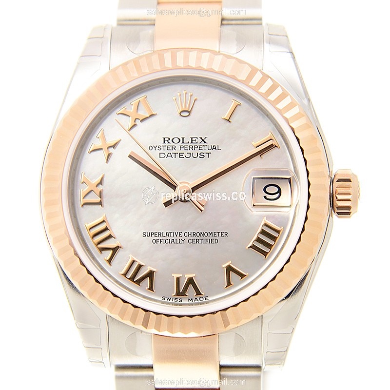 Luxurious Rolex Lady Datejust Replica in 18kt Steel & White Dial, Automatic Movement Watch