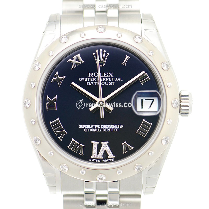 Luxurious Rolex Lady Datejust Replica in 18kt White Gold, Automatic Movement, Purple Dial Watch
