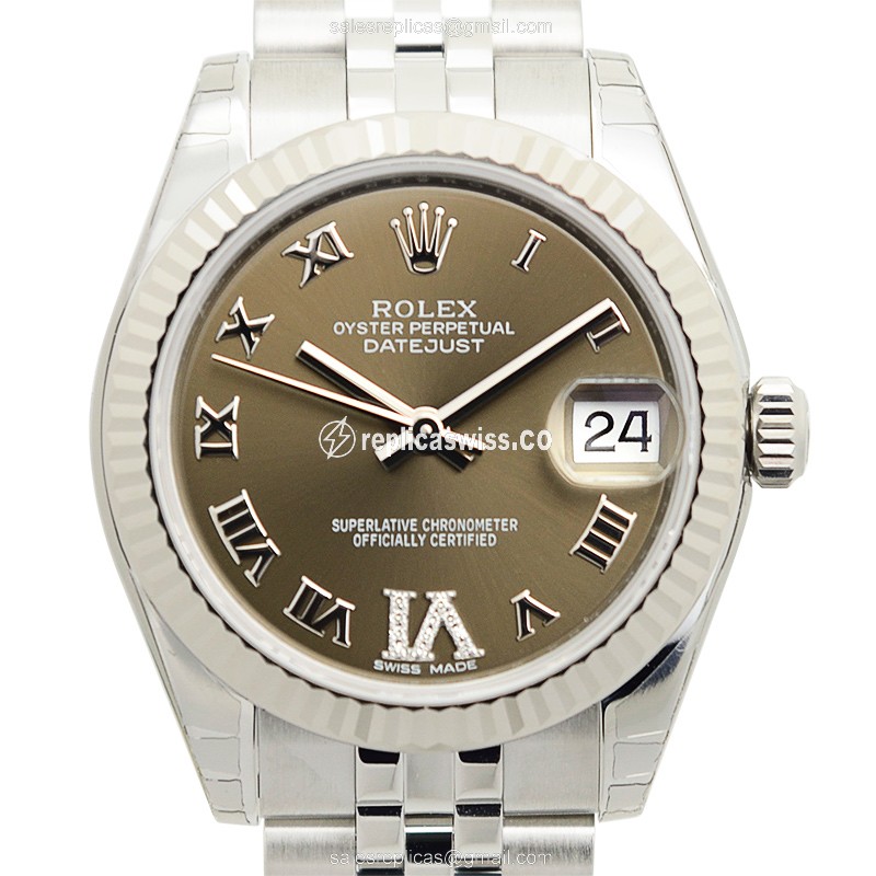 Luxurious Rolex Lady Datejust Replica in 18kt White Gold & Steel, Automatic Movement, Round Dial