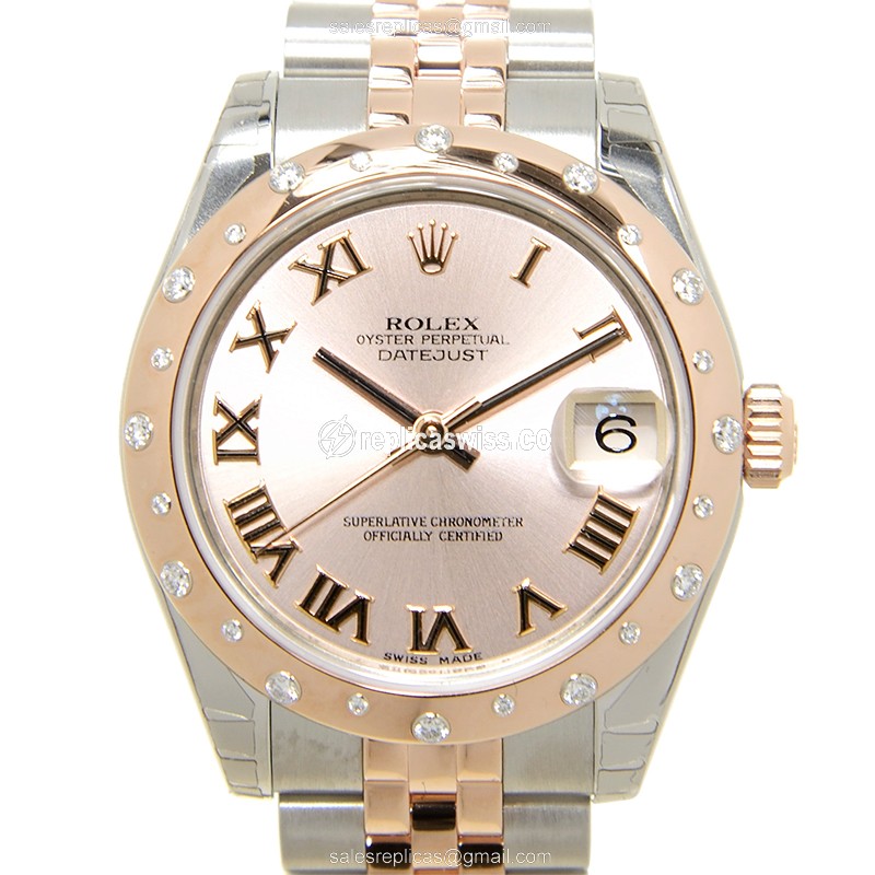 Luxurious Rolex Lady Datejust Replica in Pink Dial & 18kt Steel, Automatic Movement Watch
