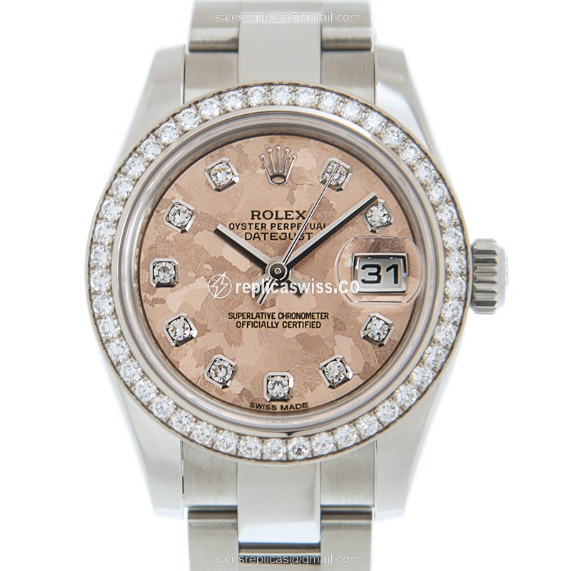 Luxurious Rolex Lady Datejust Replica in Pink Dial, Automatic Movement & 18kt White Gold Case Watch