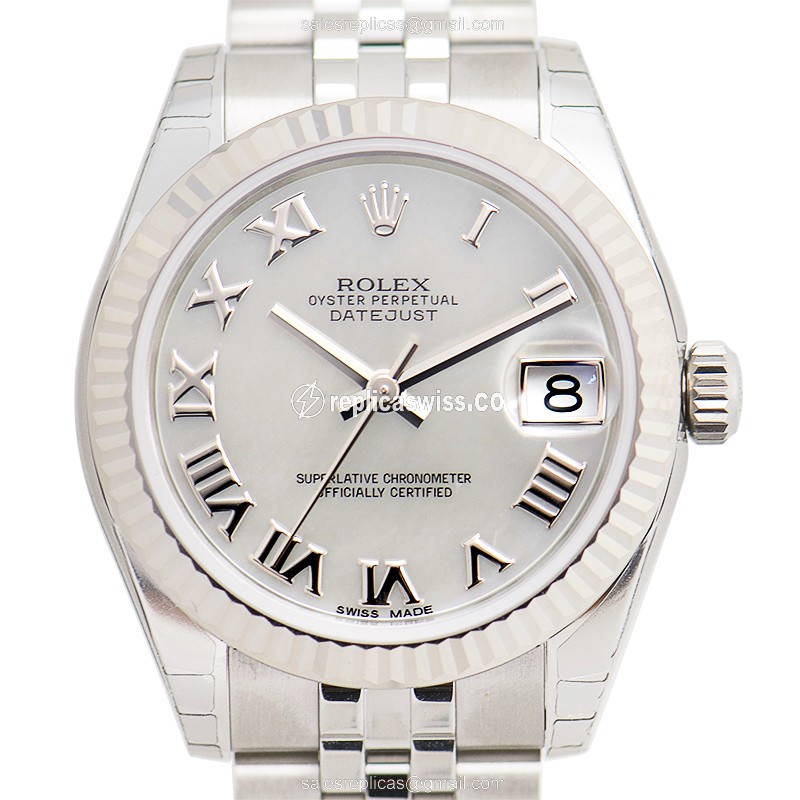Luxurious Rolex Lady Datejust Replica in Stainless Steel, Automatic Movement & Silver Dial Watch