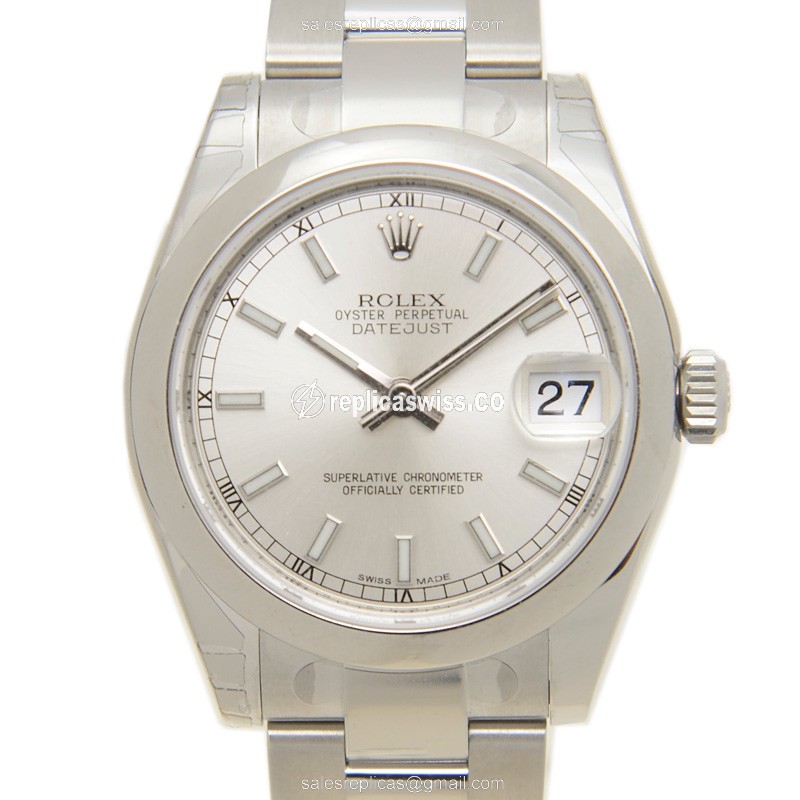 Luxurious Rolex Lady Datejust Replica in Stainless Steel Case & Silver Dial Watch