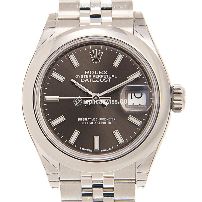 Luxurious Rolex Lady Datejust Replica in Stainless Steel with Automatic Movement Gray Dial Watch