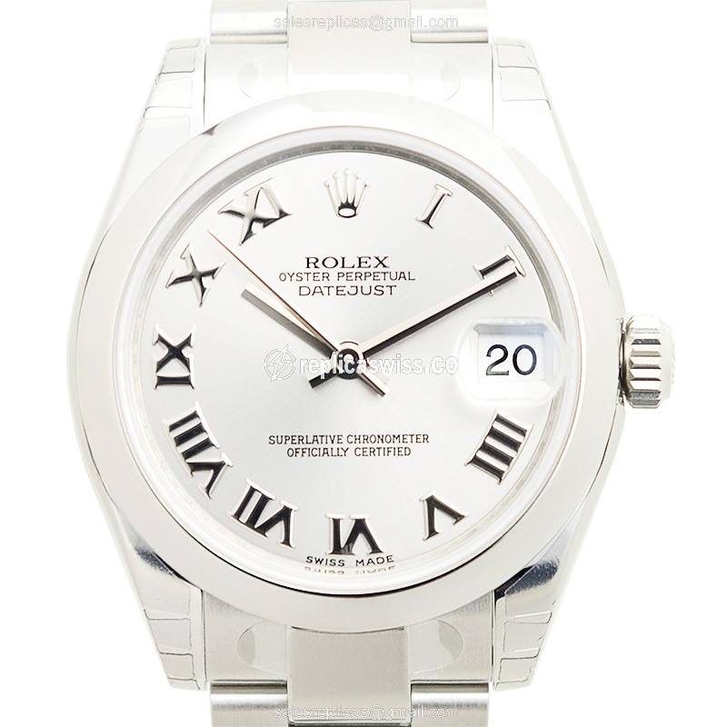 Luxurious Rolex Lady Datejust Replica in Stainless Steel with Automatic Movement Silver Dial