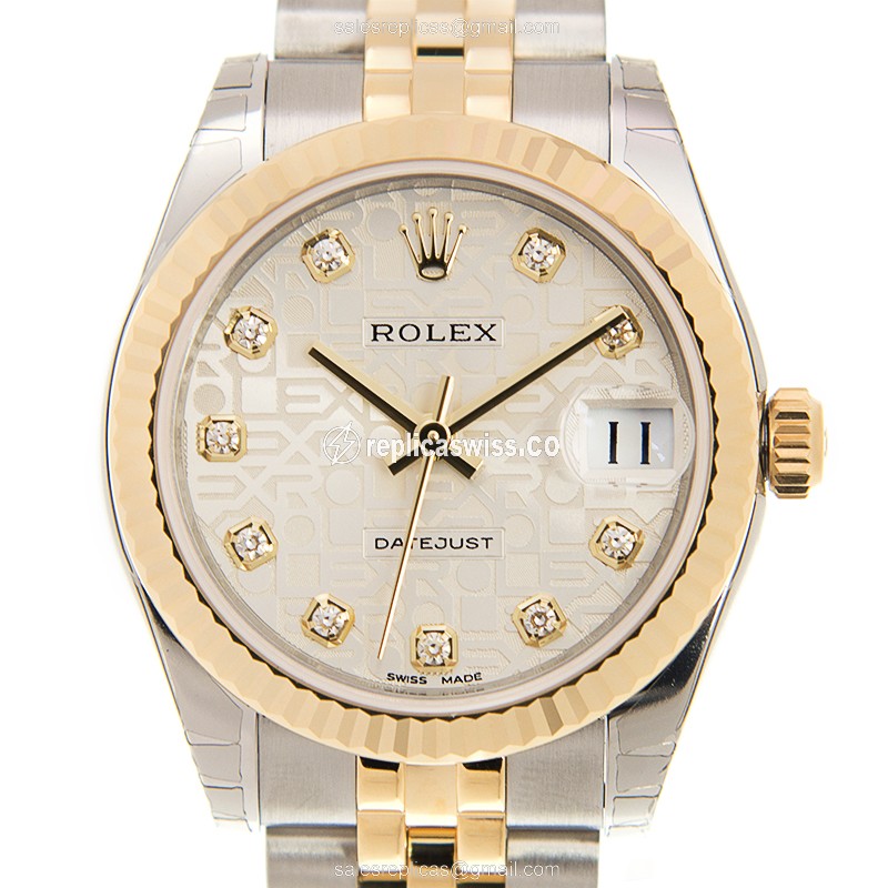Luxurious Rolex Lady Datejust Replica in White Dial 18kt Steel, Automatic Movement Watch