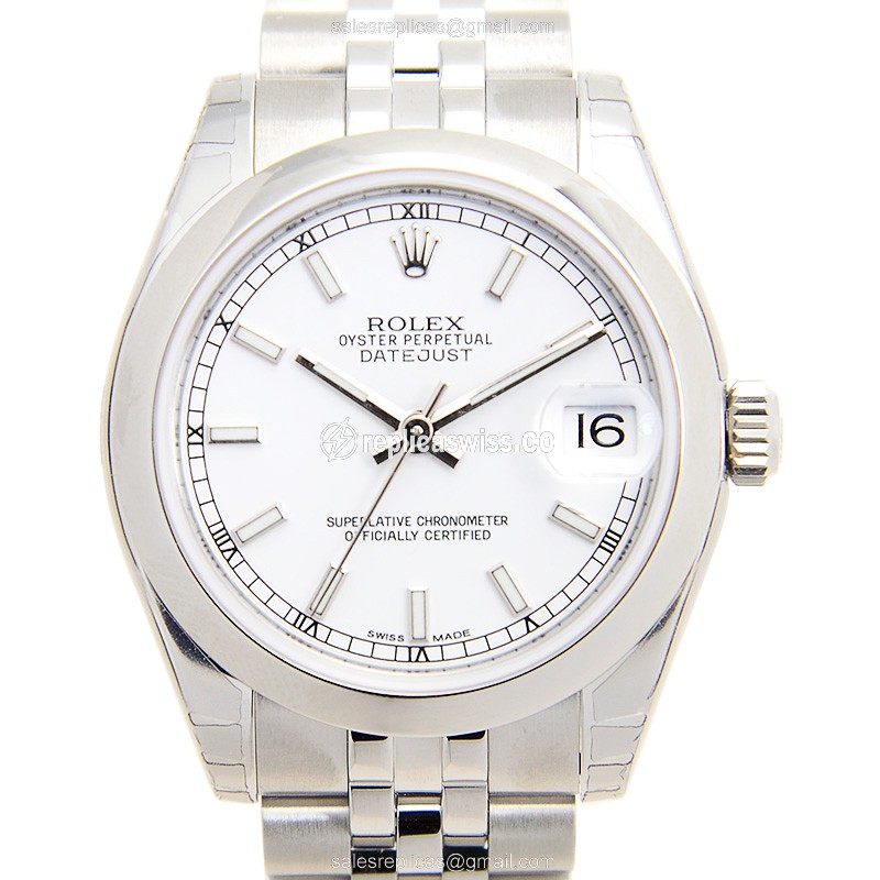 Luxurious Rolex Lady Datejust Replica in White Dial Stainless Steel, Automatic Movement Watch
