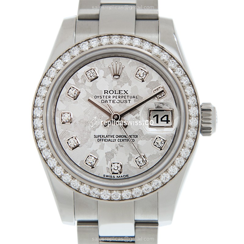 Luxurious Rolex Lady Datejust Replica in White Gold, Automatic Movement, Crystal Case Watch