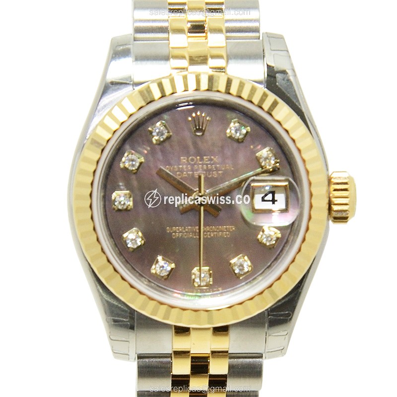 Luxurious Rolex Lady Datejust Replica with Black Dial Automatic Movement Watch