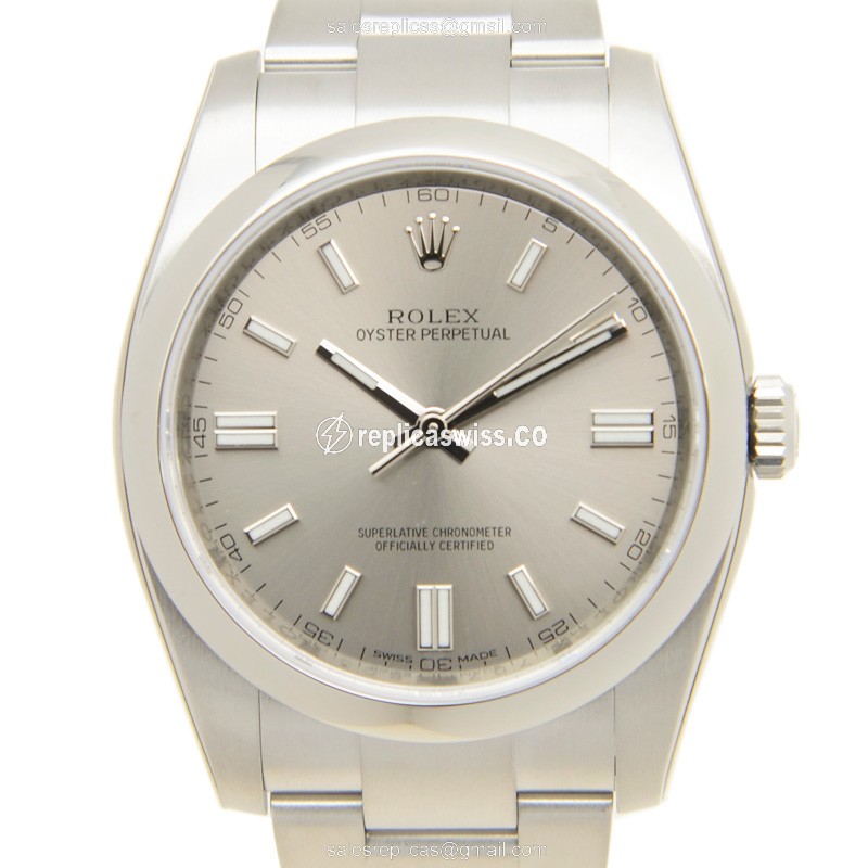 Luxurious Rolex OYSTER PERPETUAL Automatic Steel Replica, Sleek Gray Dial, Premium Steel Clasp Watch