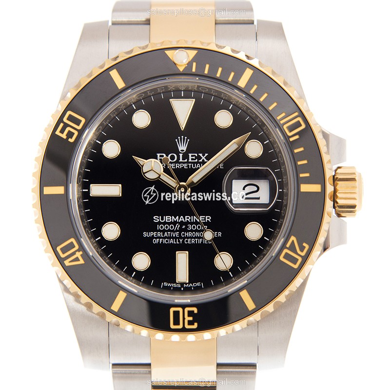 Luxurious Rolex Submariner 116613LN Replica in 18kt Gold & Black Dial, Automatic Movement Watch