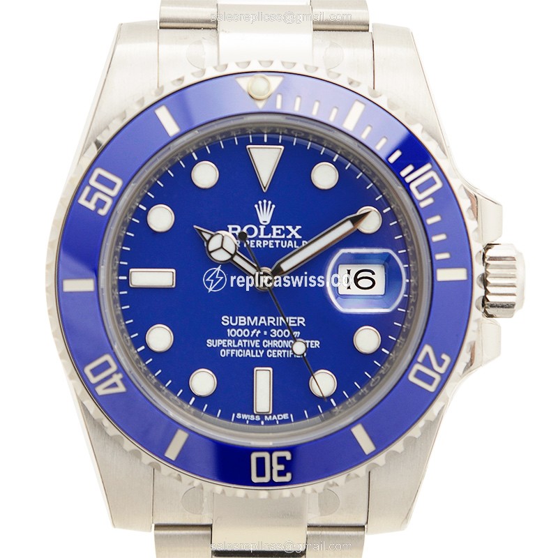 Luxurious Rolex Submariner Replica in 18kt Gold Case with Automatic Movement Blue Dial Watch