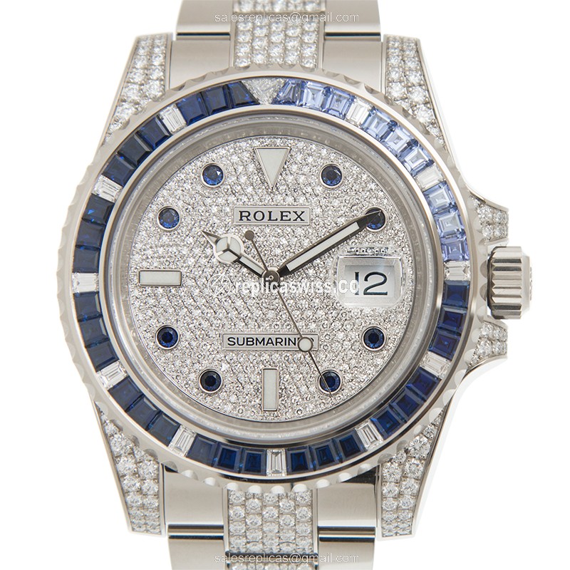 Luxurious Rolex Submariner Replica in 18kt White Gold, Automatic Movement & Silver Dial Watch