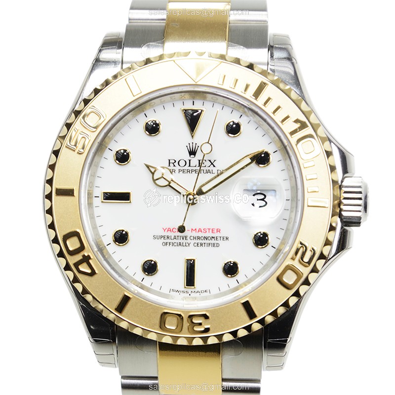 Luxurious Rolex Yacht Master 16623 Replica in White Dial & 18kt Gold Case Watch