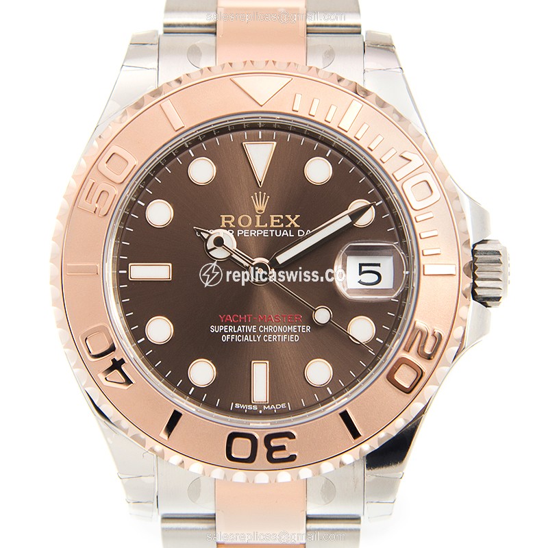 Luxurious Rolex Yacht Master II Replica in 18kt Steel & Rose Gold, Automatic Movement & Brown Dial