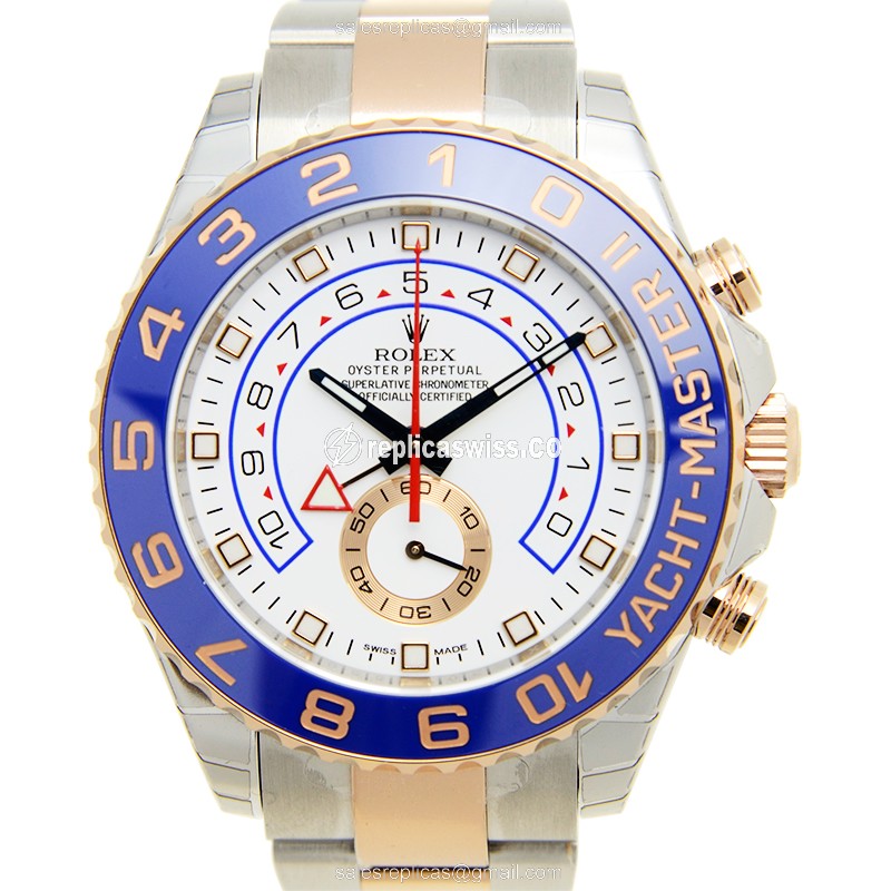 Luxurious Rolex Yacht Master II Replica in 18kt Steel & Rose Gold, Automatic Movement, White Dial