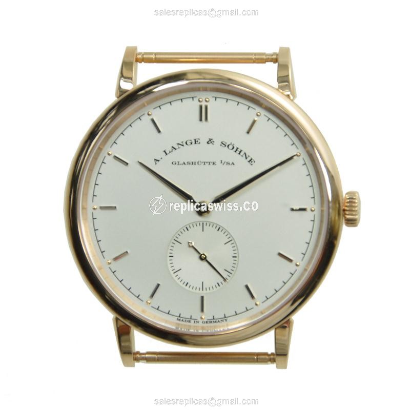 Luxurious Saxonia Manual Wind 18kt Gold Replica, White Dial, Crystal Sapphire Bezel Watch