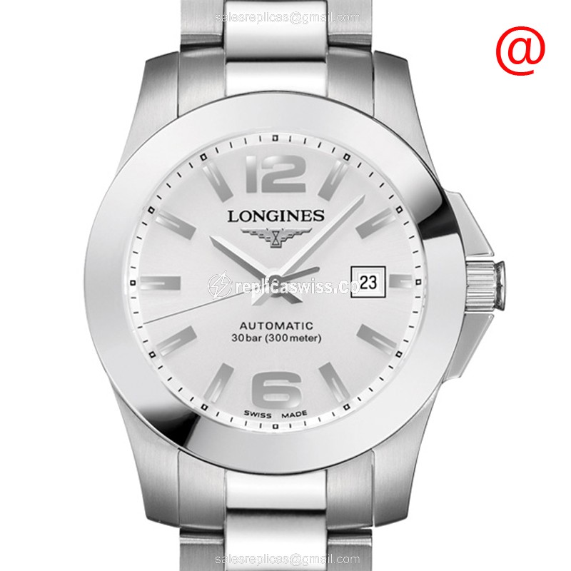 Luxurious Silver Dial Longines Conquest Automatic Steel Case Watch, Elegant Silver Strap
