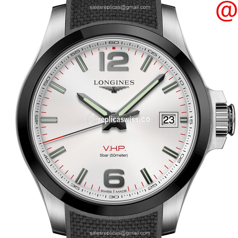 Luxurious Silver Dial Longines L3.719.4.76.9 CONQUEST Quartz Replica in Polished Steel Watch