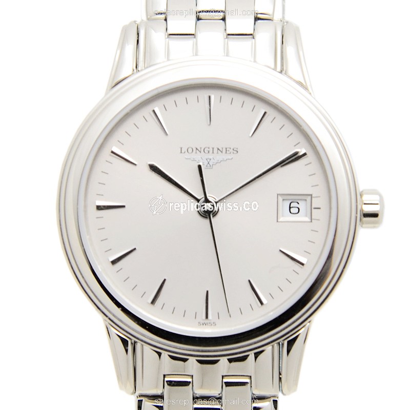 Luxurious Silver Dial Longines L4.216.4.72.6 Replica with Stainless Steel Case Sapphire Crystal