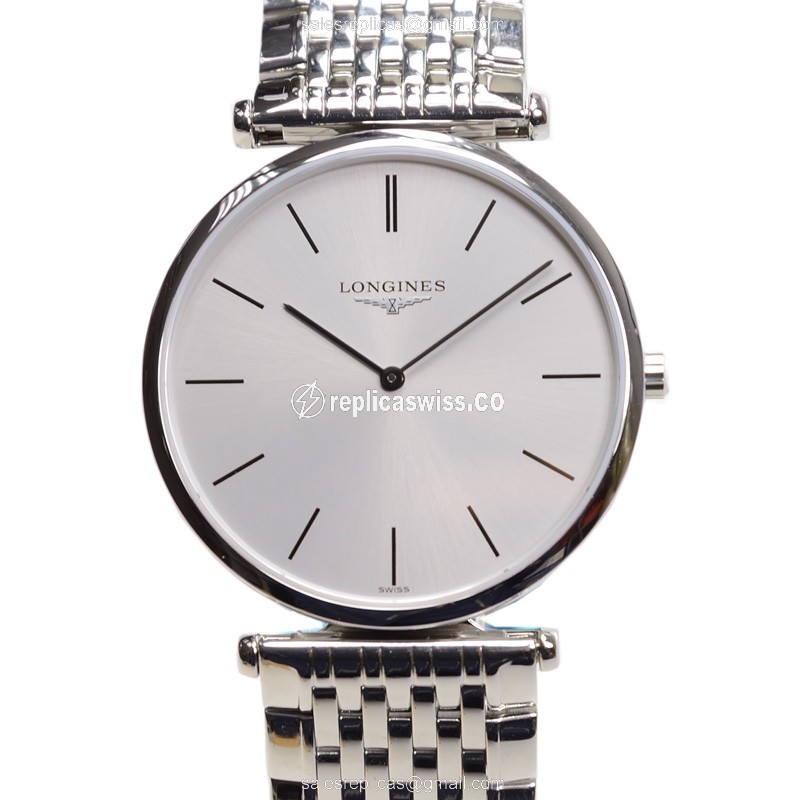 Luxurious Silver Dial Longines L4.709.4.72.6 LA GRANDE Quartz Steel Case Replica, Sapphire Crystal