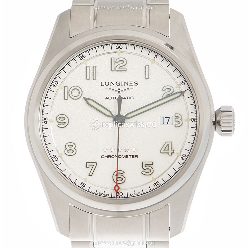 Luxurious Silver Dial Longines Spirit Replica Watch, Automatic Movement, Stainless Steel Case
