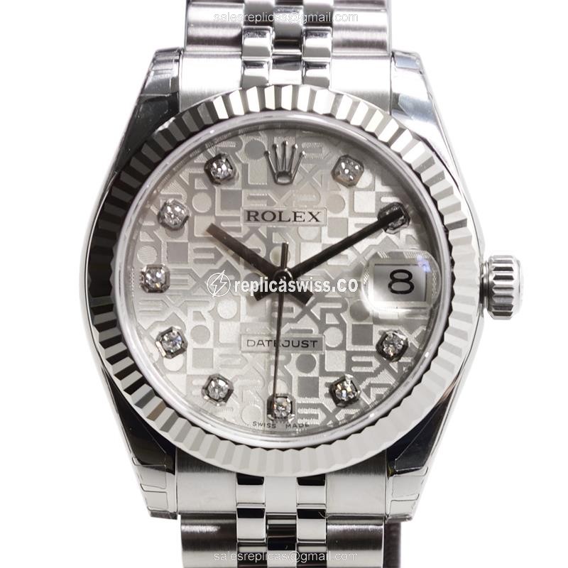 Luxurious Silver Dial Rolex Lady Datejust Replica, Automatic Movement, Stainless Steel Case Watch