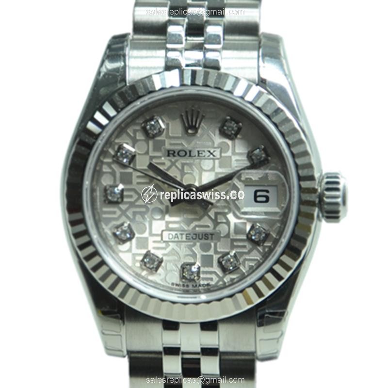 Luxurious Silver Dial Rolex Lady Datejust Replica, Automatic Movement & Steel Strap Watch