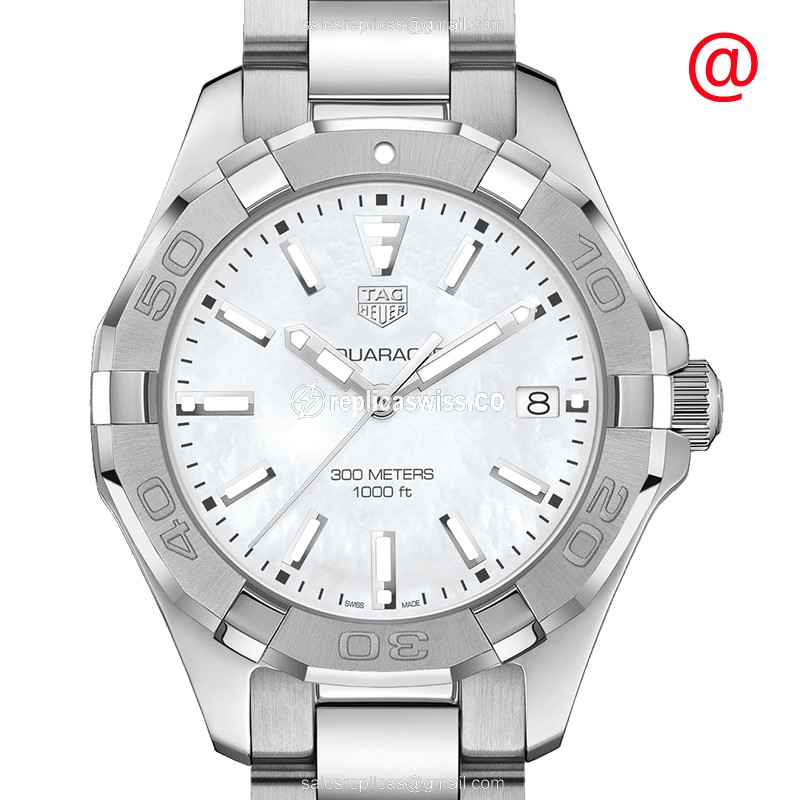 Luxurious Tag Heuer AQUARACER Replica, Swiss Quartz, Polished Steel Case & White Dial Watch