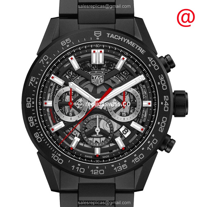 Luxurious Tag Heuer Carrera Ceramic Replica, Automatic Movement, Black Dial Strap Watch