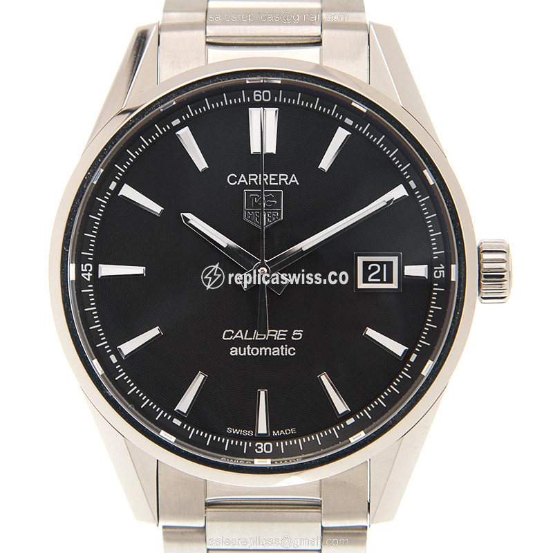 Luxurious Tag Heuer Carrera Replica in Black Dial & Stainless Steel Case, Automatic Movement Watch