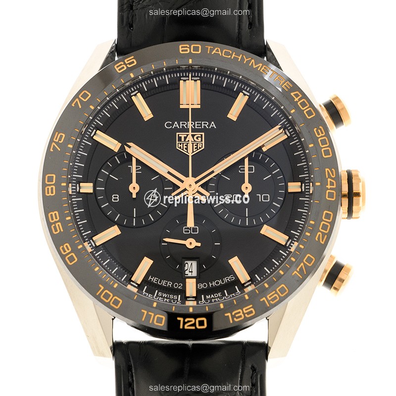 Luxurious Tag Heuer Carrera Replica in Black Dial & Stainless Steel Case, Automatic Movement Watch
